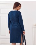 Plus-Size-Kleid in der Taille gebunden, Marineblau FK569 – Online-Shop – Boutique